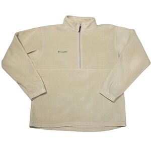 Columbia Half-Zip Long-Sleeve Pullover Fleece Sweater Cream Unisex Size Large